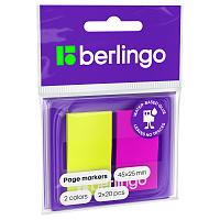Флажки-закладки Berlingo 45*25мм, 20л*2 неоновых цвета, в диспенсере, европодвес фото Флажки-закладки Berlingo 45*25мм, 20л*2 неоновых цвета, в диспенсере, европодвес