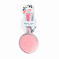 Расческа для волос массажная 15х7 см, с блестками прозрачный/розовый, MONTE VITA (МОНТЕ ВИТА), 457424