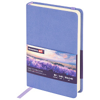 Скетчбук, слоновая кость 140 г/м 90х140 мм, 80 л., КОЖЗАМ, резинка, BRAUBERG ART CLASSIC, пастель сиреневый, 116875 фото Скетчбук, слоновая кость 140 г/м 90х140 мм, 80 л., КОЖЗАМ, резинка, BRAUBERG ART CLASSIC, пастель сиреневый, 116875