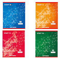 Тетрадь А5, 40 л., STAFF скоба, клетка, офсет №2 ЭКОНОМ, обложка картон, "ЭКСКЛЮЗИВ", 402645