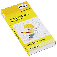 Пластилин Гамма "Юный художник" NEW, 06 цветов, 84г, со стеком, картон. упаковка фото Пластилин Гамма "Юный художник" NEW, 06 цветов, 84г, со стеком, картон. упаковка