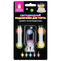 Цифра-подсвечник "0" светодиодная, ЗОЛОТАЯ СКАЗКА, в наборе 4 свечи 6 см, 1 батарейка, 591423 фото Цифра-подсвечник "0" светодиодная, ЗОЛОТАЯ СКАЗКА, в наборе 4 свечи 6 см, 1 батарейка, 591423
