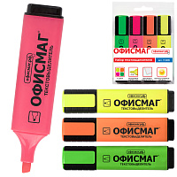 Набор текстовыделителей ОФИСМАГ 4 шт., АССОРТИ, линия 1-5 мм, 151209