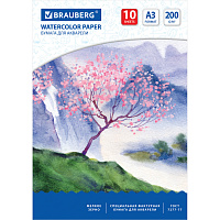Бумага для акварели БОЛЬШАЯ А3, 10 л., 200 г/м2, 297х420 мм, BRAUBERG, "Сакура", 125224 фото Бумага для акварели БОЛЬШАЯ А3, 10 л., 200 г/м2, 297х420 мм, BRAUBERG, "Сакура", 125224