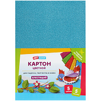 Картон цветной А4, ArtSpace, 5л., 5цв., блестящий, в пакете фото Картон цветной А4, ArtSpace, 5л., 5цв., блестящий, в пакете