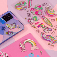 Наклейки гелевые MESHU "Rainbow unicorn", 10*23см, пакет европодвес фото Наклейки гелевые MESHU "Rainbow unicorn", 10*23см, пакет европодвес
