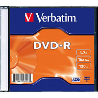 Диск DVD-R Verbatim 4.7 ГБ 16x slim box (43547, 20 штук в упаковке) фото Диск DVD-R Verbatim 4.7 ГБ 16x slim box (43547, 20 штук в упаковке)