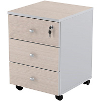 Тумба подкатная Easy Standard с замком (дуб шамони светлый/серая, 400x420x563 мм, 3 ящика) фото Тумба подкатная Easy Standard с замком (дуб шамони светлый/серая, 400x420x563 мм, 3 ящика)