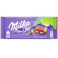 Шоколад Milka молочный с цельным лесным орехом 100 г фото Шоколад Milka молочный с цельным лесным орехом 100 г