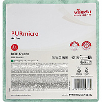 Салфетки хозяйственные Vileda Professional ПУРмикро Актив микрофибра 38x35 см 260 г/кв.м зеленые (5 штук в упаковке) фото Салфетки хозяйственные Vileda Professional ПУРмикро Актив микрофибра 38x35 см 260 г/кв.м зеленые (5 штук в упаковке)