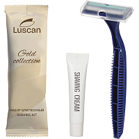 Набор бритвенный Luscan Gold Collection флоу пак (крем для бритья - 1 шт, станок - 1 шт, 200 штук в упаковке) фото Набор бритвенный Luscan Gold Collection флоу пак (крем для бритья - 1 шт, станок - 1 шт, 200 штук в упаковке)