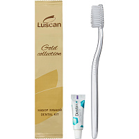 Набор зубной Luscan Gold Collection флоу пак (зубная щетка - 1 шт, зубная паста - 1шт, 300 штук в упаковке) фото Набор зубной Luscan Gold Collection флоу пак (зубная щетка - 1 шт, зубная паста - 1шт, 300 штук в упаковке)