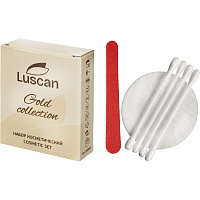 Набор косметический Luscan Gold Collection коробка (ватные палочки - 4 шт, ватные диски - 2 шт, пилочка для ногтей - 1шт, 300 штук в упаковке) фото Набор косметический Luscan Gold Collection коробка (ватные палочки - 4 шт, ватные диски - 2 шт, пилочка для ногтей - 1шт, 300 штук в упаковке)