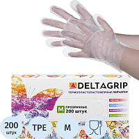 Перчатки одноразовые DELTAGRIP TPE из эластомера (ТПЭ) прозрачные (размер М, 200 штук в упаковке/100 пар в упаковке) фото Перчатки одноразовые DELTAGRIP TPE из эластомера (ТПЭ) прозрачные (размер М, 200 штук в упаковке/100 пар в упаковке)