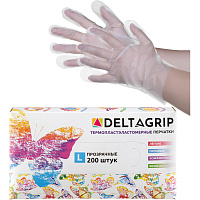 Перчатки одноразовые DELTAGRIP TPE из эластомера (ТПЭ) прозрачные (размер L, 200 штук в упаковке/100 пар в упаковке) фото Перчатки одноразовые DELTAGRIP TPE из эластомера (ТПЭ) прозрачные (размер L, 200 штук в упаковке/100 пар в упаковке)