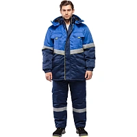 Куртка рабочая зимняя мужская з43-КУ с СОП васильковая/синяя из ткани твил (размер 68-70, рост 170-176)