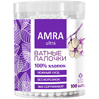 Палочки ватные Amra 100 штук коробка фото Палочки ватные Amra 100 штук коробка