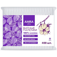 Палочки ватные Amra 400 штук фото Палочки ватные Amra 400 штук