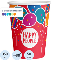 Стакан одноразовый бумажный Комус Happy People 370/350 мл (50 штук в упаковке) фото Стакан одноразовый бумажный Комус Happy People 370/350 мл (50 штук в упаковке)