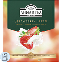 Чай черный Ahmad Tea Strawberry Cream 100 пакетиков (клубника со сливками) фото Чай черный Ahmad Tea Strawberry Cream 100 пакетиков (клубника со сливками)