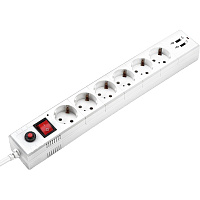 Сетевой фильтр Buro BU-SP1.8 на 6 розеток + 2 USB 1,8 м (992309) фото Сетевой фильтр Buro BU-SP1.8 на 6 розеток + 2 USB 1,8 м (992309)