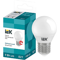 Лампа светодиодная IEK LLE-G45-9-230-40-E27 9 Вт E27 Р 4000 К 900 Лм (1273614) фото Лампа светодиодная IEK LLE-G45-9-230-40-E27 9 Вт E27 Р 4000 К 900 Лм (1273614)