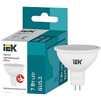 Лампа светодиодная IEK LLE-MR16-7-230-40-GU5 7 Вт GU5.3 R 4000 К 700 Лм (422026) фото Лампа светодиодная IEK LLE-MR16-7-230-40-GU5 7 Вт GU5.3 R 4000 К 700 Лм (422026)