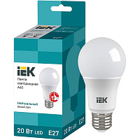 Лампа светодиодная IEK LLE-A60-20-230-40-E27 20 Вт Е27 А 4000 К 2000 Лм (463151) фото Лампа светодиодная IEK LLE-A60-20-230-40-E27 20 Вт Е27 А 4000 К 2000 Лм (463151)