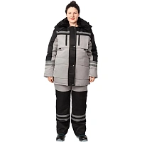 Костюм рабочий зимний женский з03-КПК с СОП серый/чёрный (размер 48-50, рост 158-164)