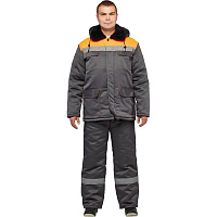 Костюм рабочий зимний мужской з35-КПК с СОП серый/оранжевый (размер 68-70, рост 194-200)