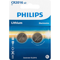 Батарейка CR2016 Philips (2 штуки в упаковке) фото Батарейка CR2016 Philips (2 штуки в упаковке)