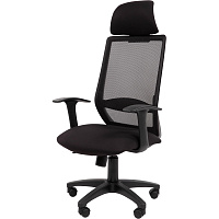 Кресло для руководителя Easy Chair 672 TC с подголовником черное (ткань/сетка, пластик) фото Кресло для руководителя Easy Chair 672 TC с подголовником черное (ткань/сетка, пластик)