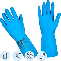 Перчатки КЩС нитриловые TOPFORT Профхим Нит К80 Щ50 цв.синий размер 7,ПС