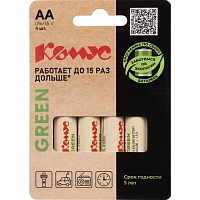Батарейка Комус Green AA/LR6 4 шт/уп фото Батарейка Комус Green AA/LR6 4 шт/уп