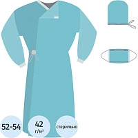 Костюм хирургический Гекса КХ-04 стерильный размер 52-54 (3 предмета)