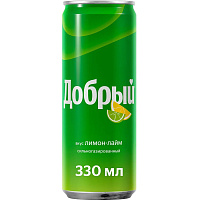 Напиток Добрый лимон-лайм газированный 0.33 л фото Напиток Добрый лимон-лайм газированный 0.33 л