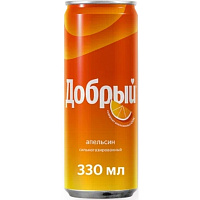 Напиток Добрый газированный с апельсином 0.33 л фото Напиток Добрый газированный с апельсином 0.33 л