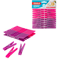 Прищепки бельевые 6,8 см, КОМПЛЕКТ 20 штук, пластик, ассорти, PRIMILA (ПРИМИЛА) COMPACT, 700520