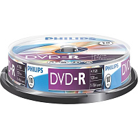 Диск DVD-R Philips 4.7 ГБ 16x cake box DM4S6B10F/97 (10 штук в упаковке) фото Диск DVD-R Philips 4.7 ГБ 16x cake box DM4S6B10F/97 (10 штук в упаковке)