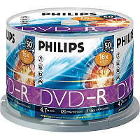 Диск DVD-R Philips 4.7 ГБ 16x cake box DM4S6B50F/97 (50 штук в упаковке) фото Диск DVD-R Philips 4.7 ГБ 16x cake box DM4S6B50F/97 (50 штук в упаковке)