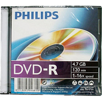 Диск DVD-R Philips 4.7 ГБ 16x slim DM4S6S01F/97 фото Диск DVD-R Philips 4.7 ГБ 16x slim DM4S6S01F/97