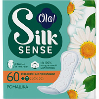 Прокладки женские гигиенические Ola Silk Sense Daily Deo Ромашка (60 штук в упаковке) фото Прокладки женские гигиенические Ola Silk Sense Daily Deo Ромашка (60 штук в упаковке)