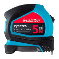 Рулетка измерительная Smartbuy, 5м*19мм, прорезиненный корпус, 2 фиксатора, эргономичная форма, усиленный зацеп фото Рулетка измерительная Smartbuy, 5м*19мм, прорезиненный корпус, 2 фиксатора, эргономичная форма, усиленный зацеп