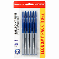Ручки шариковые с грипом BRAUBERG "i-STICK POINT", НАБОР 10+2 ШТ., СИНИЕ, линия письма 0,35 мм, блистер,144025 фото Ручки шариковые с грипом BRAUBERG "i-STICK POINT", НАБОР 10+2 ШТ., СИНИЕ, линия письма 0,35 мм, блистер,144025