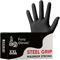 Перчатки одноразовые Steel Grip нитриловые неопудренные особопрочные черные (размер XXL, 100 штук/50 пар в упаковке) фото Перчатки одноразовые Steel Grip нитриловые неопудренные особопрочные черные (размер XXL, 100 штук/50 пар в упаковке)