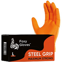 Перчатки одноразовые Steel Grip нитриловые неопудренные особопрочные оранжевые (размер L, 100 штук/50 пар в упаковке) фото Перчатки одноразовые Steel Grip нитриловые неопудренные особопрочные оранжевые (размер L, 100 штук/50 пар в упаковке)