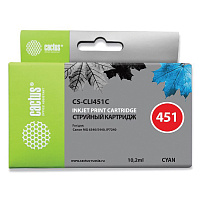 Картридж струйный CACTUS (CS-CLI451C) для CANON Pixma iP7240, голубой фото Картридж струйный CACTUS (CS-CLI451C) для CANON Pixma iP7240, голубой