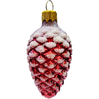 Елочная игрушка Коломеев Шишка в снегу стекло красная (высота 9 см) фото Елочная игрушка Коломеев Шишка в снегу стекло красная (высота 9 см)