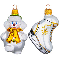 Набор елочных игрушек Коломеев Зимние забавы стекло (2 штуки в упаковке) фото Набор елочных игрушек Коломеев Зимние забавы стекло (2 штуки в упаковке)