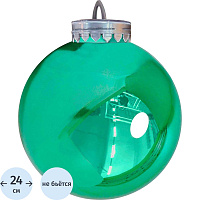 Ёлочный шар новогодний BigDecor пластик зелёный (диаметр 24 см) фото Ёлочный шар новогодний BigDecor пластик зелёный (диаметр 24 см)